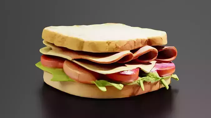 Sandwich 01 Low-poly 3D model 2