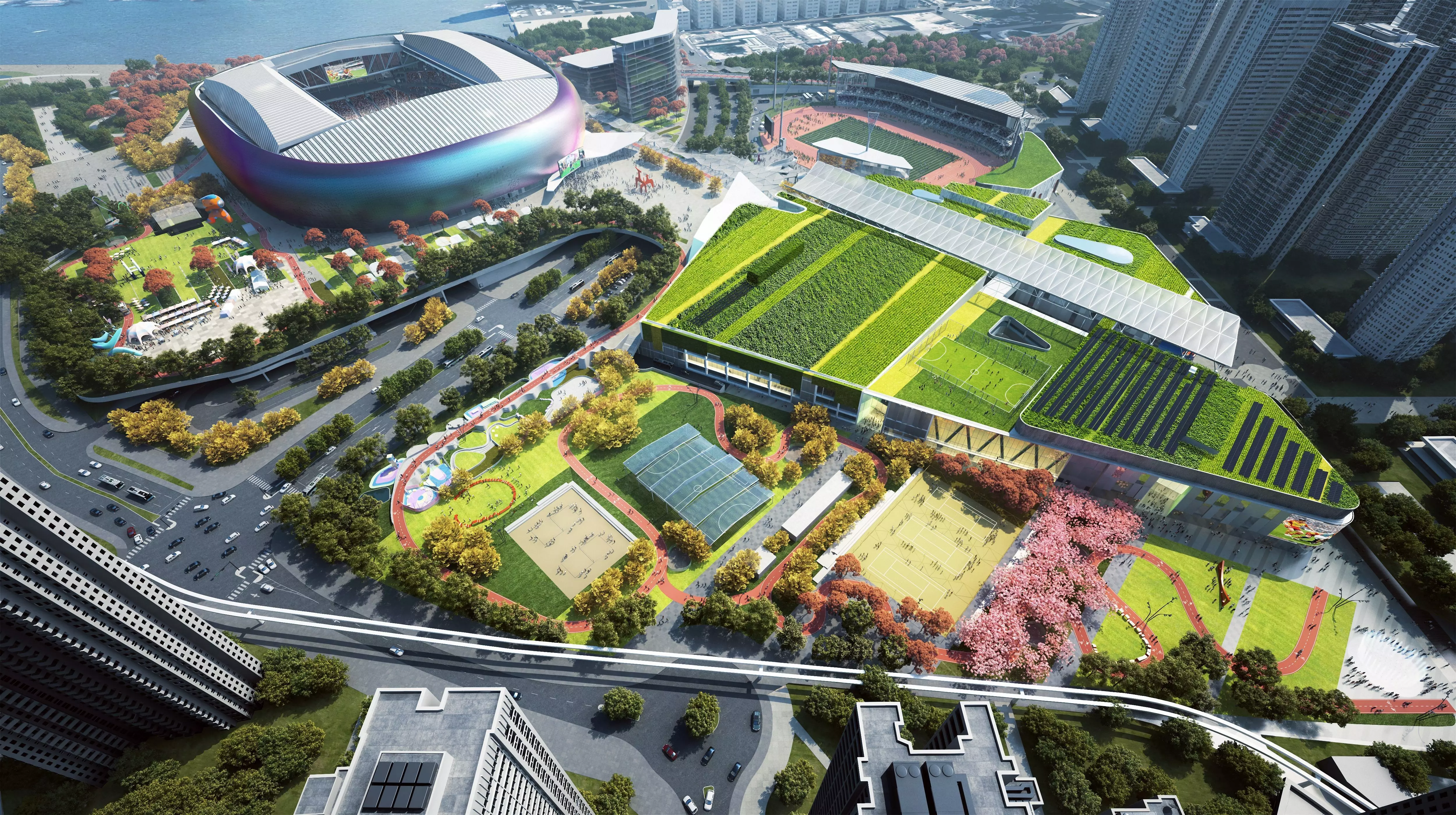 Modern Sports Complex Masterplan - Stadium Indoor Arena 3D model