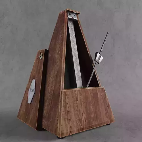 Metronome wooden music box with triangle on top 3D model