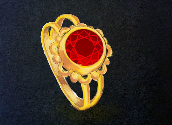 Rubin vintage ring  3D print model_3