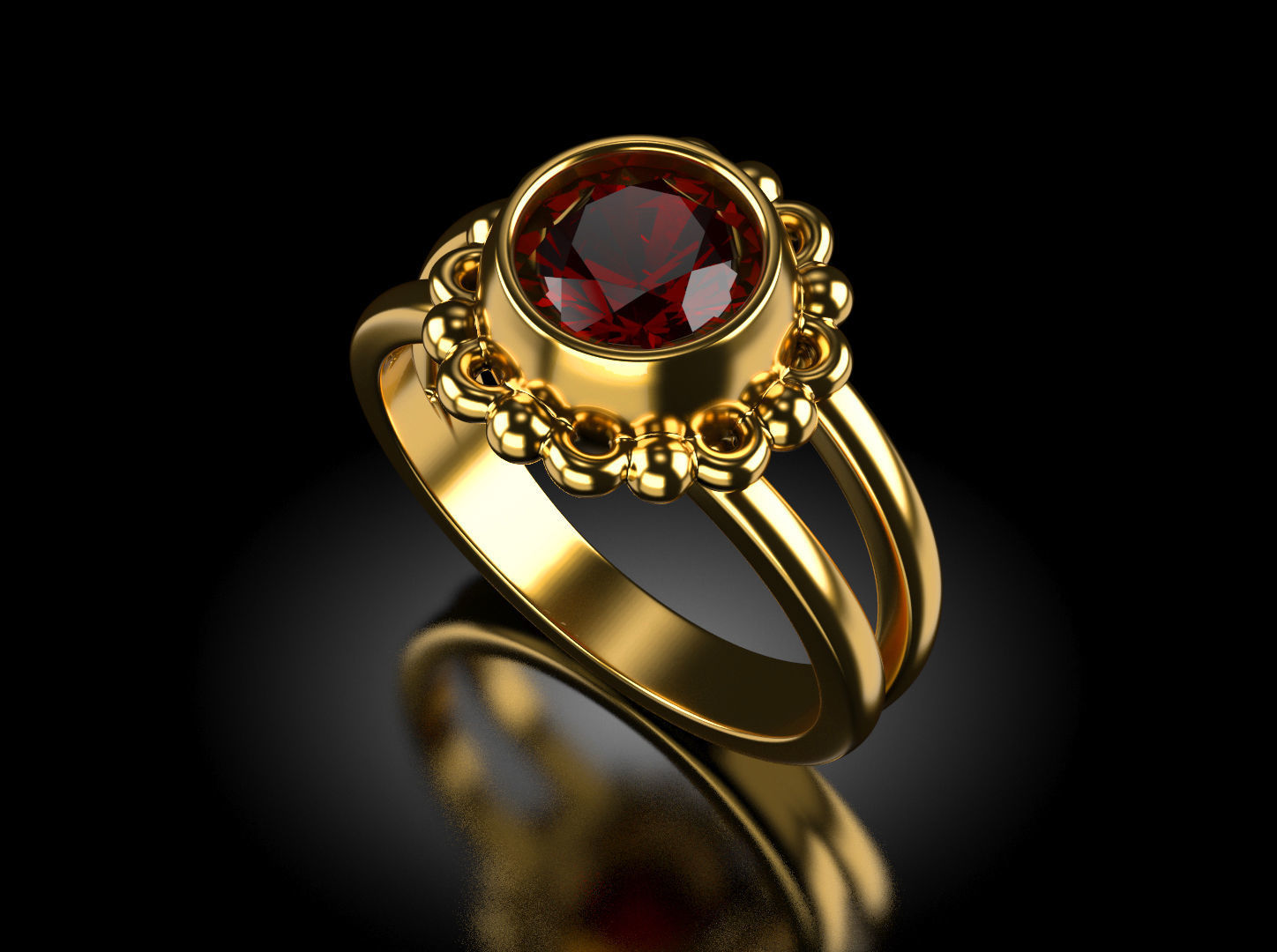 Rubin vintage ring  3D print model_1