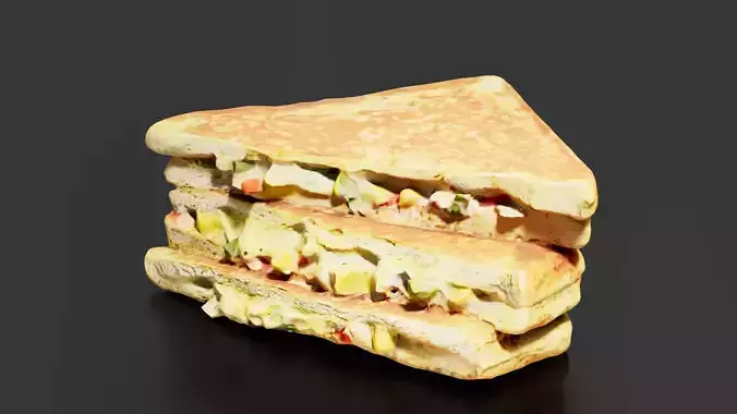 Sandwich 02 Low-poly 3D model 3