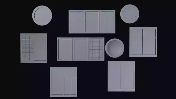 Modular Architectural Window Set Low-poly 3D model 2