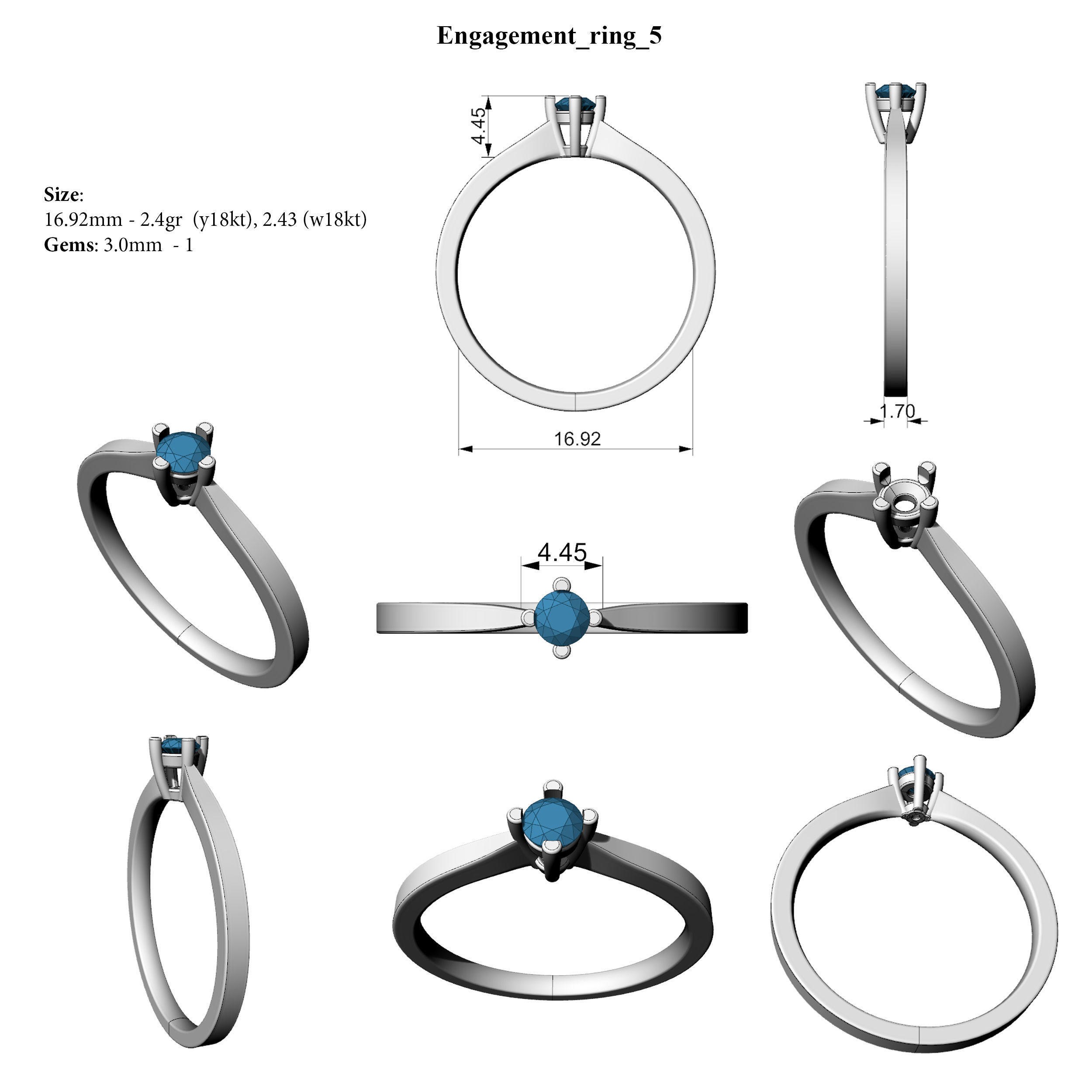 Engagement Ring 3D print model_2