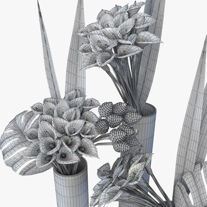 Flower Collection 4 calla lilies in vase 3D model_11