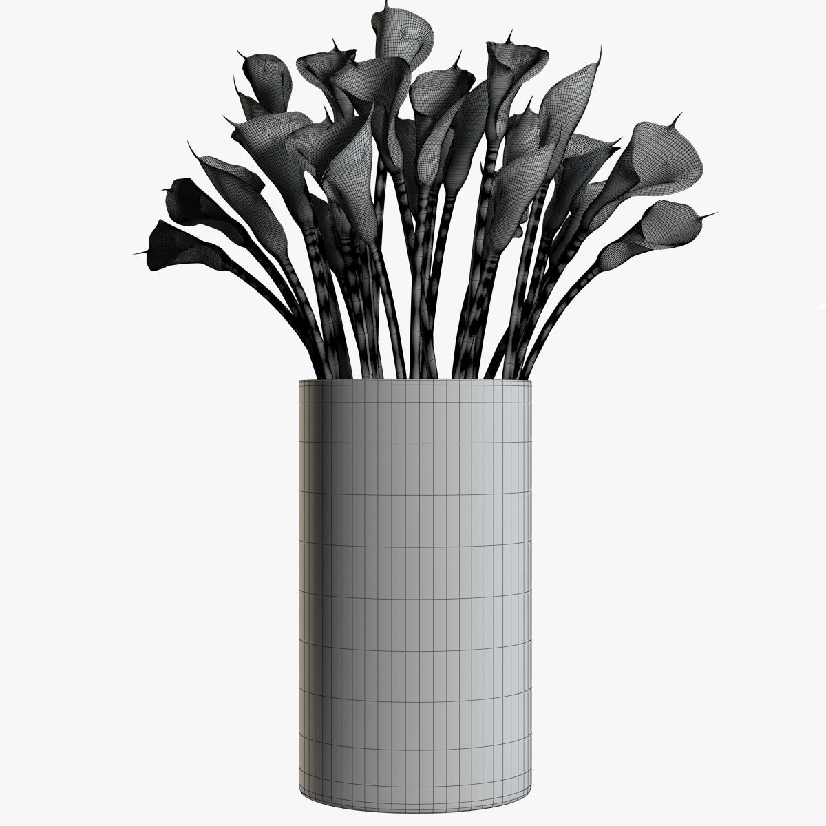 Flower Collection 4 calla lilies in vase 3D model_3
