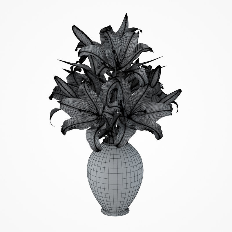Flower Collection 4 calla lilies in vase 3D model_5
