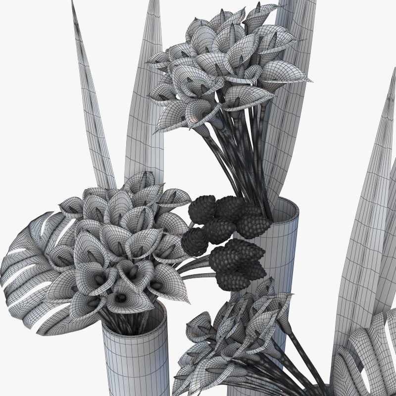 Flower Collection 4 calla lilies in vase 3D model_10