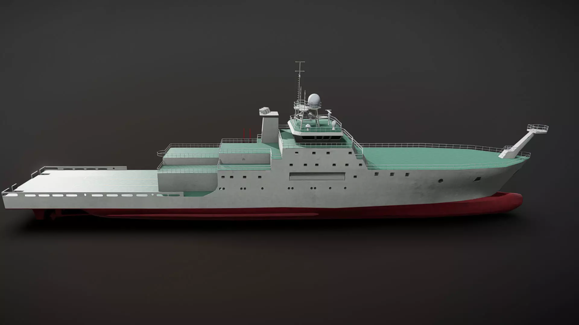 scientific research ship Low-poly 3D model