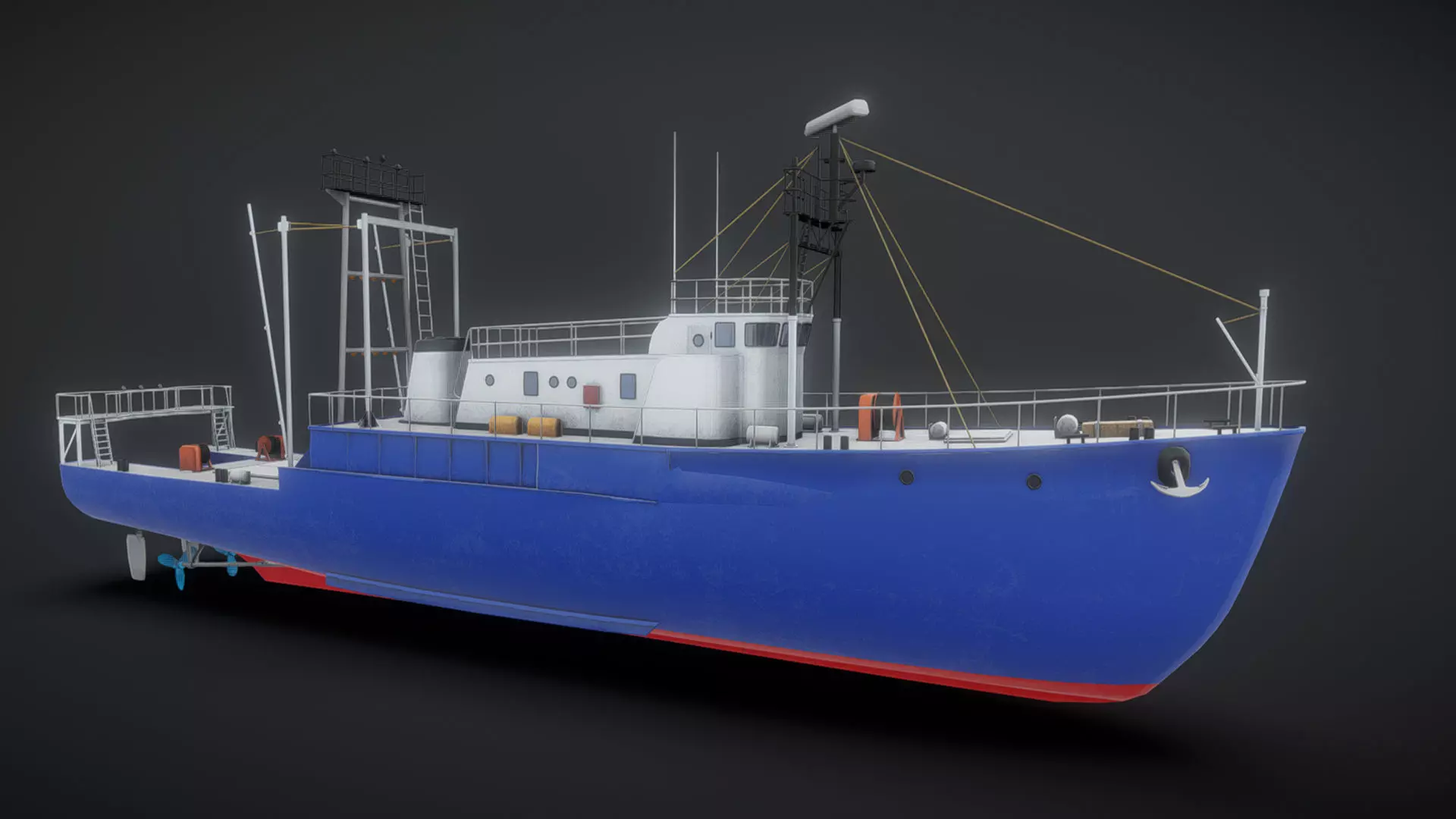 Small fishing boat Low-poly 3D model