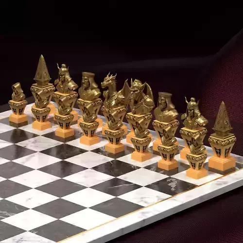 Gothic Fantasy Chess Pieces Set of 6 - Demons Dragons 3D STL