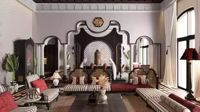 Southeast Asian style interior space 3D model