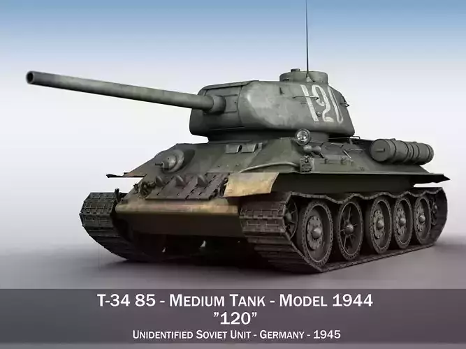 T-34 85 - Soviet medium tank - 120 3D model