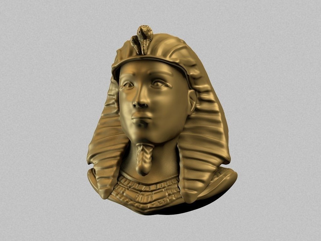 Egyptian golden bust  Low-poly 3D model_1