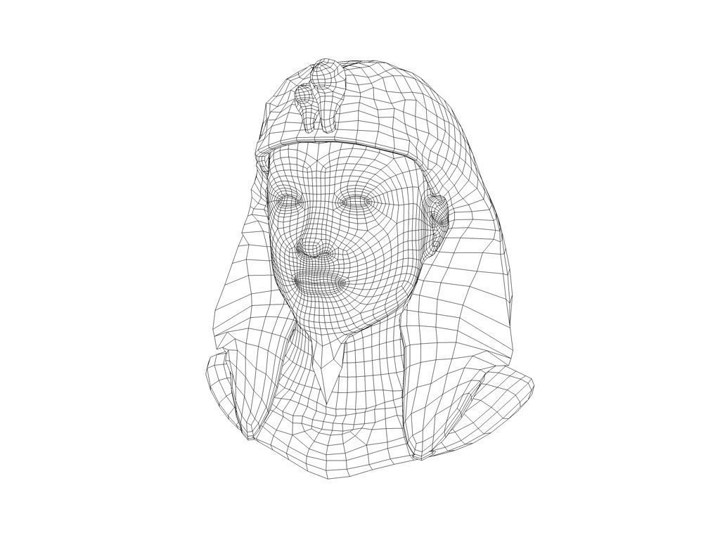 Egyptian golden bust  Low-poly 3D model_5