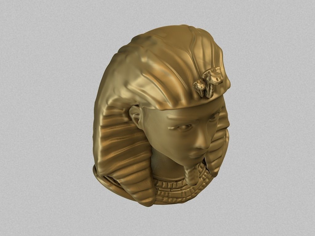 Egyptian golden bust  Low-poly 3D model_3