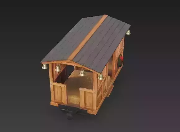 Reindeer Stable Stock Car 3D Model Low-poly 3D model 2