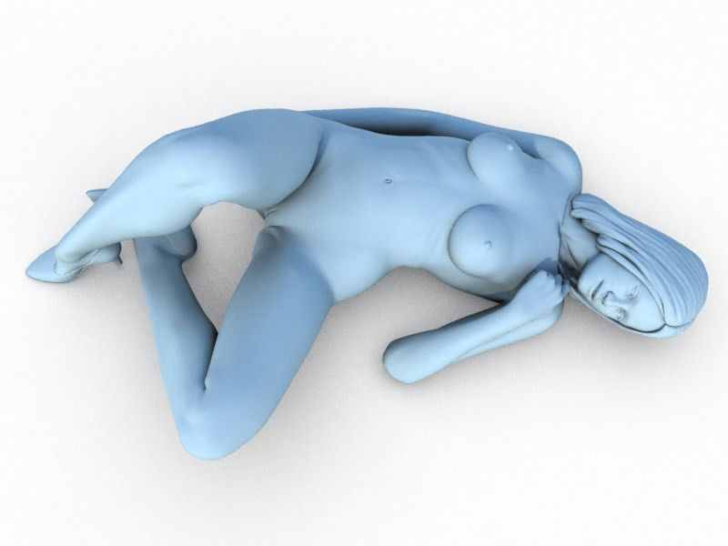 Woman lying Down 02 3D print model_3