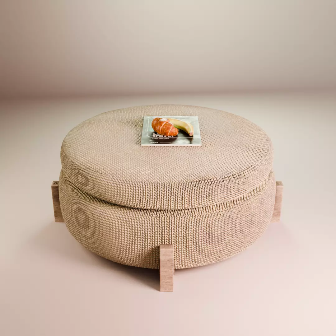 Contemporary Fabric Ottoman 3D model