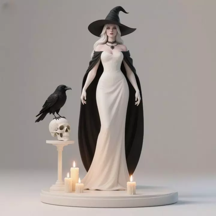 3161 White Witch with Raven COLORFUL 3D DND STL Free 3D print model