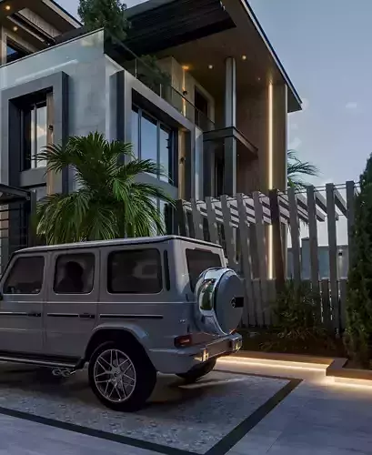Modern Exterior Style   3-Storey Building Design 3D model 3