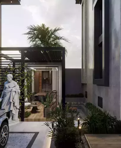 Modern Exterior Style   3-Storey Building Design 3D model 4