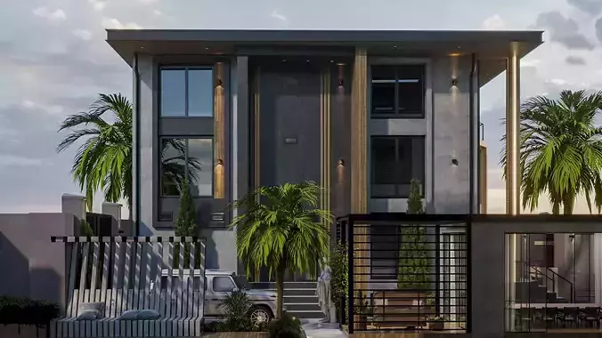 Modern Exterior Style   3-Storey Building Design 3D model 2