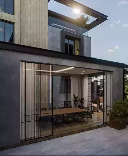 Modern Exterior Style   3-Storey Building Design 3D model 5