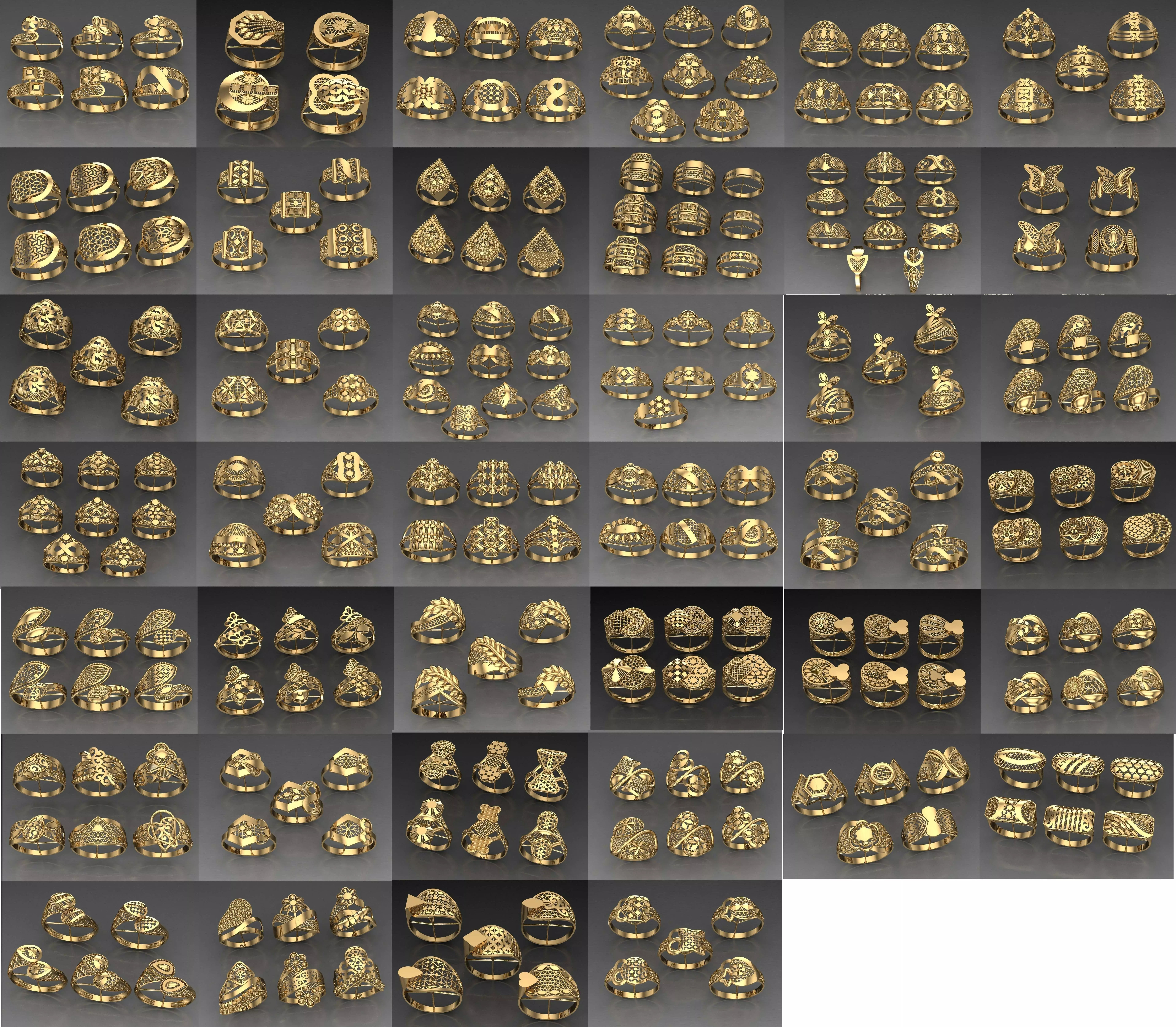 Fusion Arabian Rings 250 rings latest light Weight 3D print model