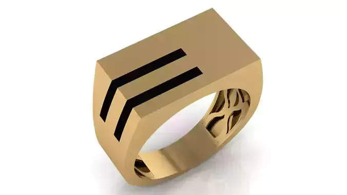 Mens Black Enamel Geometric Signet  Ring 6
