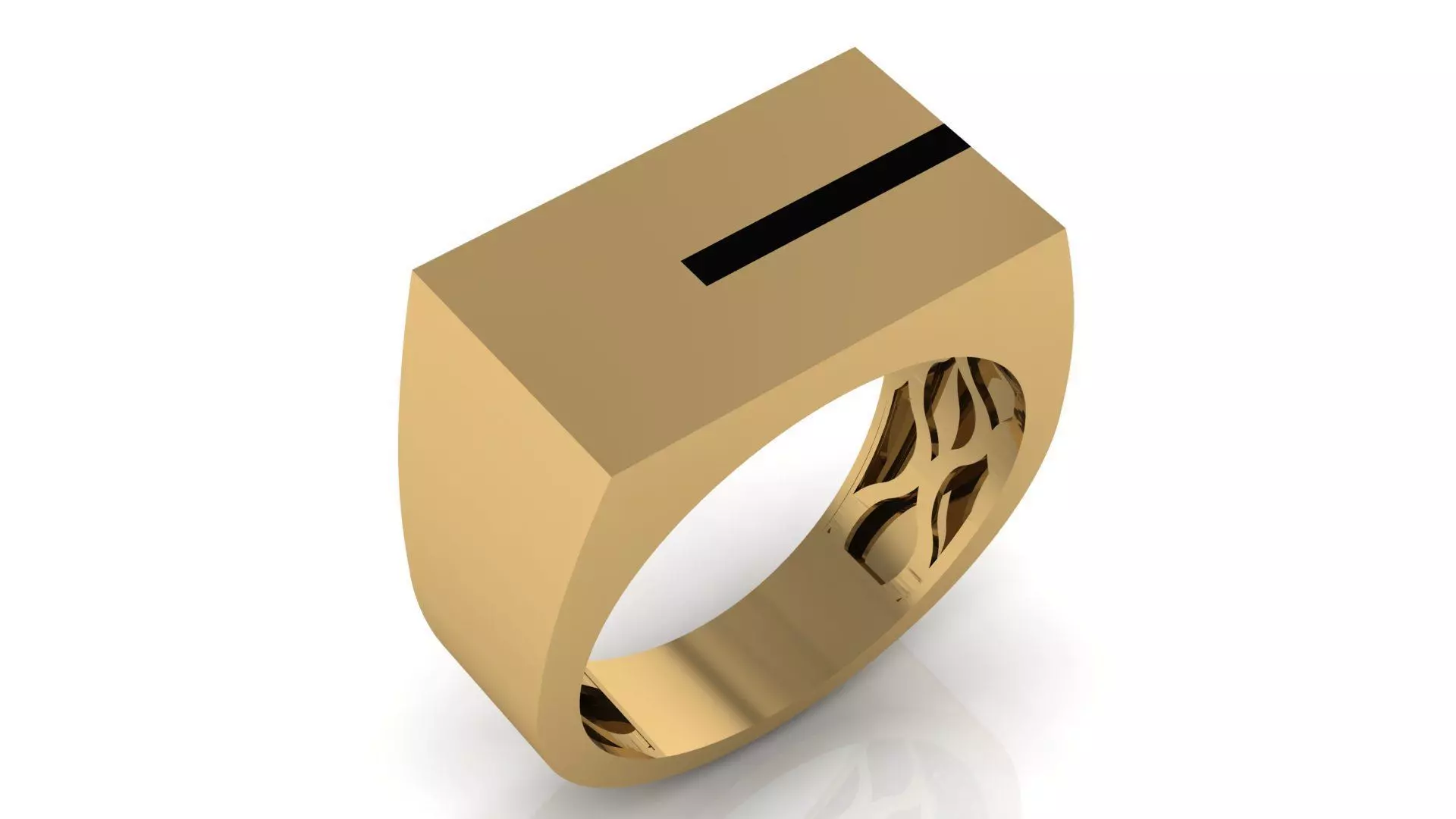 Mens Black Enamel Geometric Signet Ring 2 3D print model