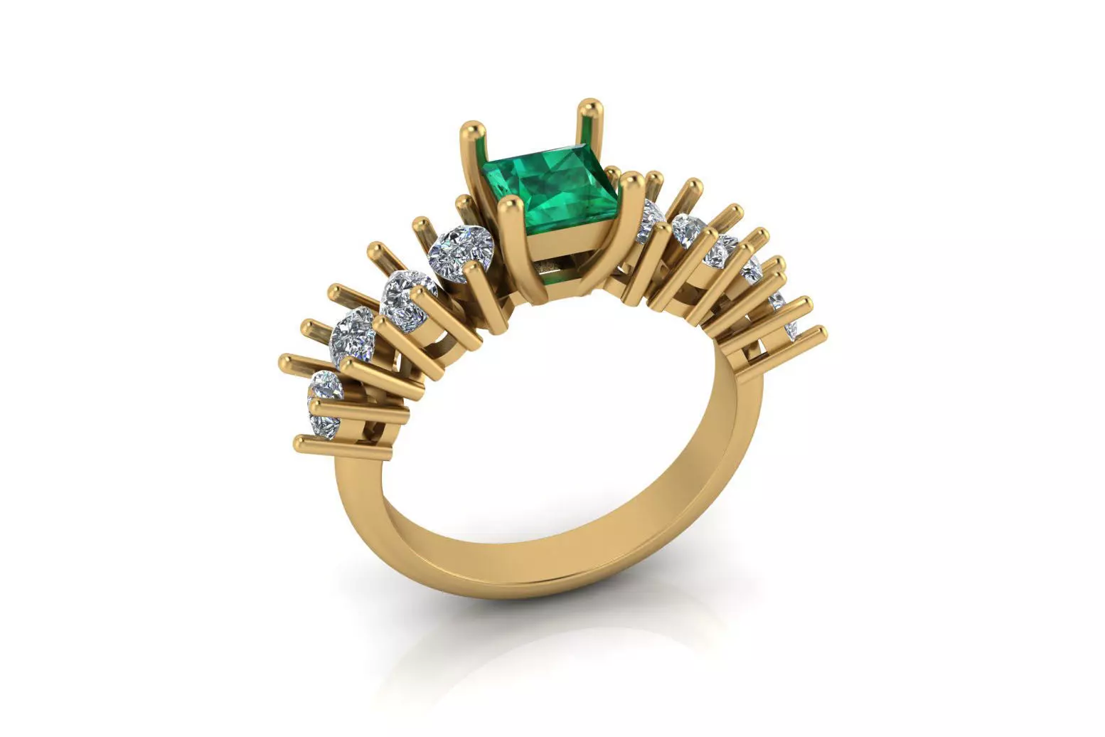 emerald square and pear engagement jewelry ring 3D print model