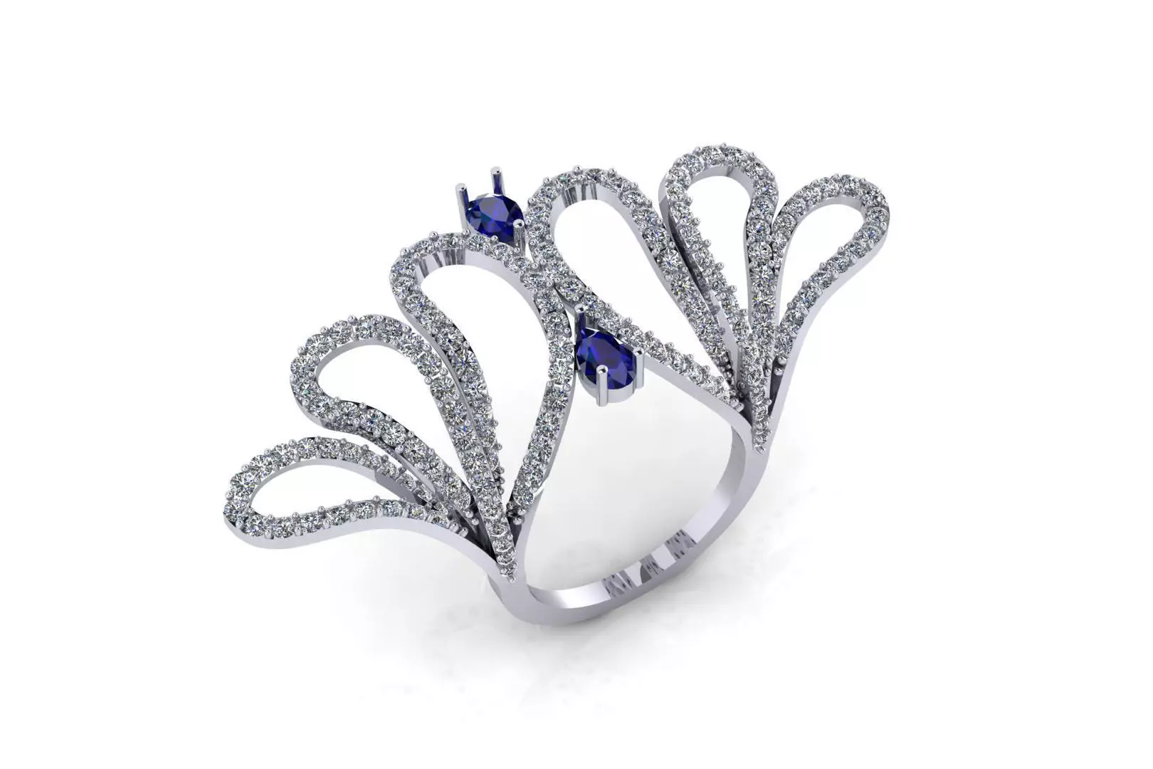 pear and round high jewelry ring 3D print model