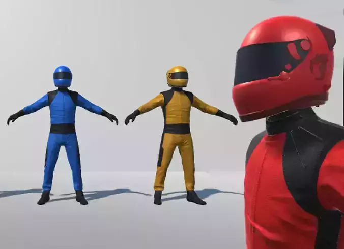 Formula One Driver Model Rigged Low-poly 3D model