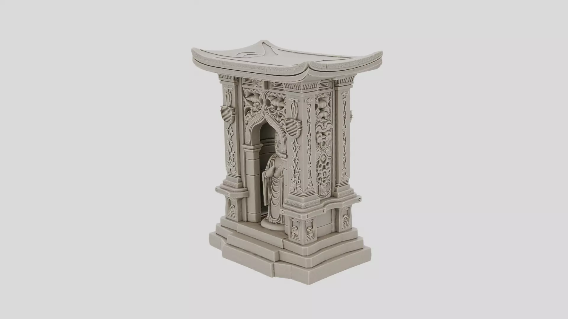 Fantasy Stone Shrine Statue for 3D print Low-poly 3D model