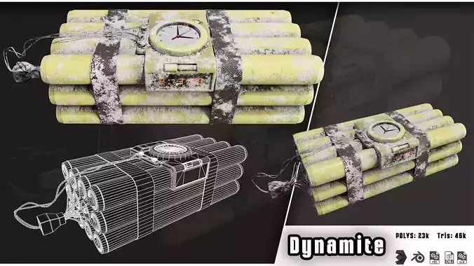 Dynamite 3 Low-poly 3D model