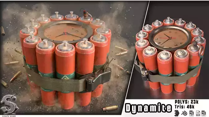 Dynamite 4 Low-poly 3D model