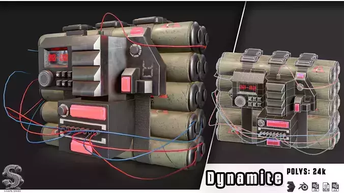 Dynamite 6 Low-poly 3D model