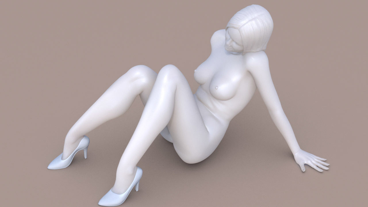 Woman sit 3D print model_1