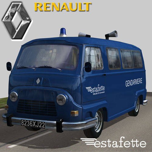 Renault Estafette Gendarmerie Low-poly 3D model