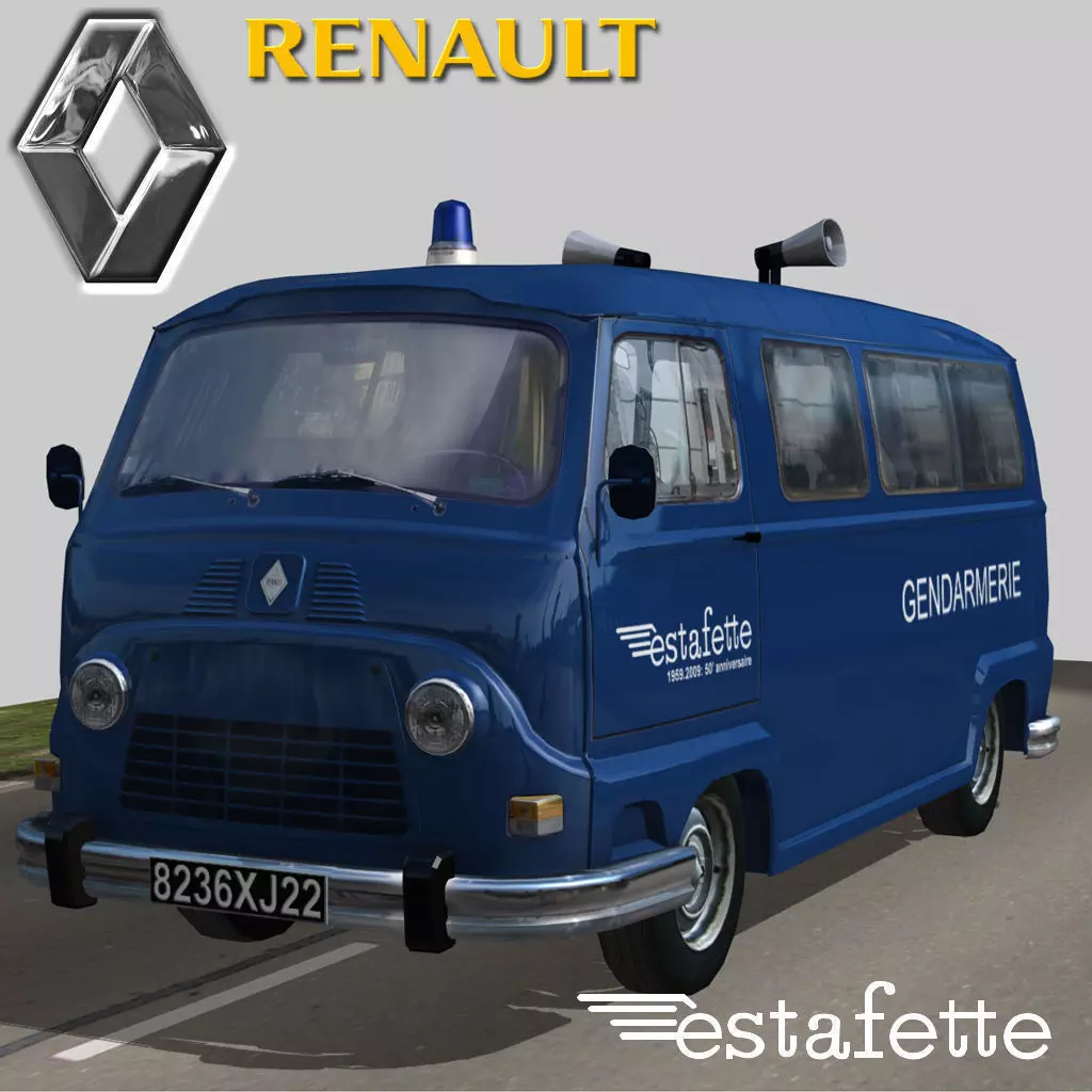 Renault Estafette Gendarmerie Low-poly 3D model_0