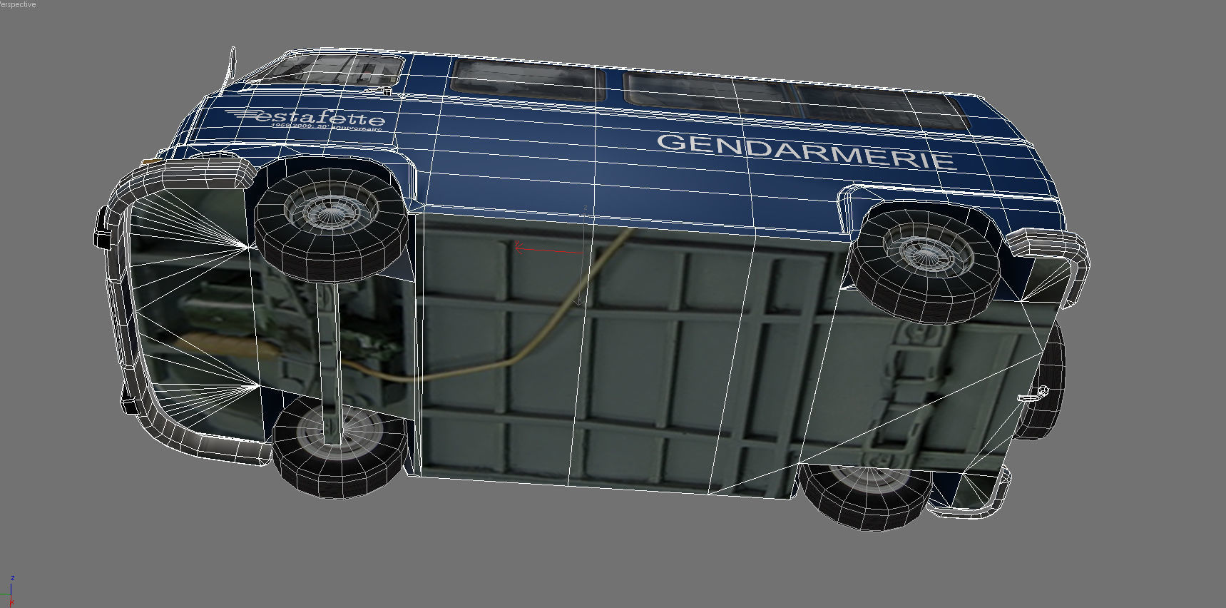 Renault Estafette Gendarmerie Low-poly 3D model_7