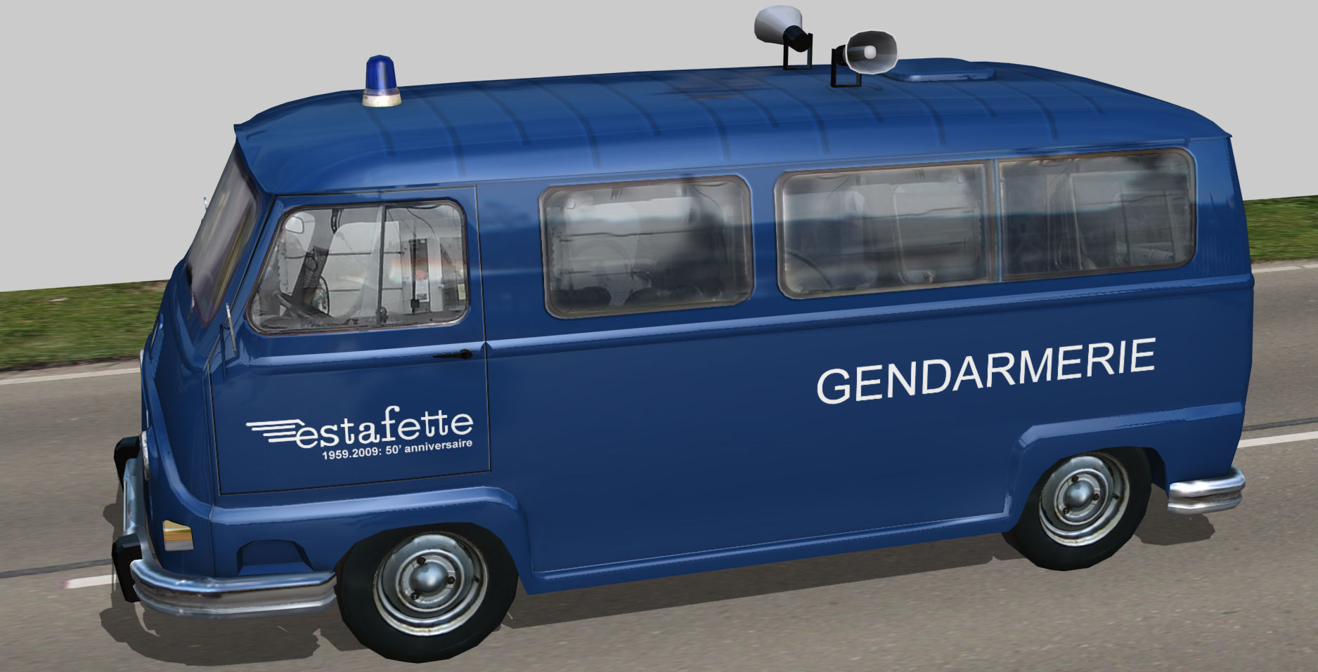 Renault Estafette Gendarmerie Low-poly 3D model_2