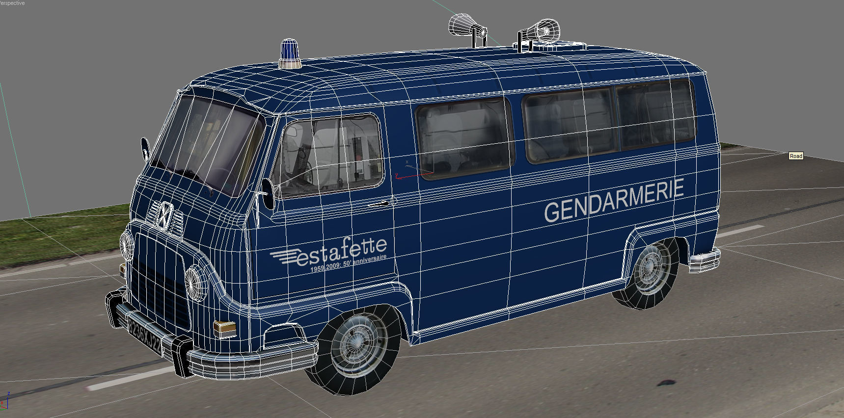 Renault Estafette Gendarmerie Low-poly 3D model_5