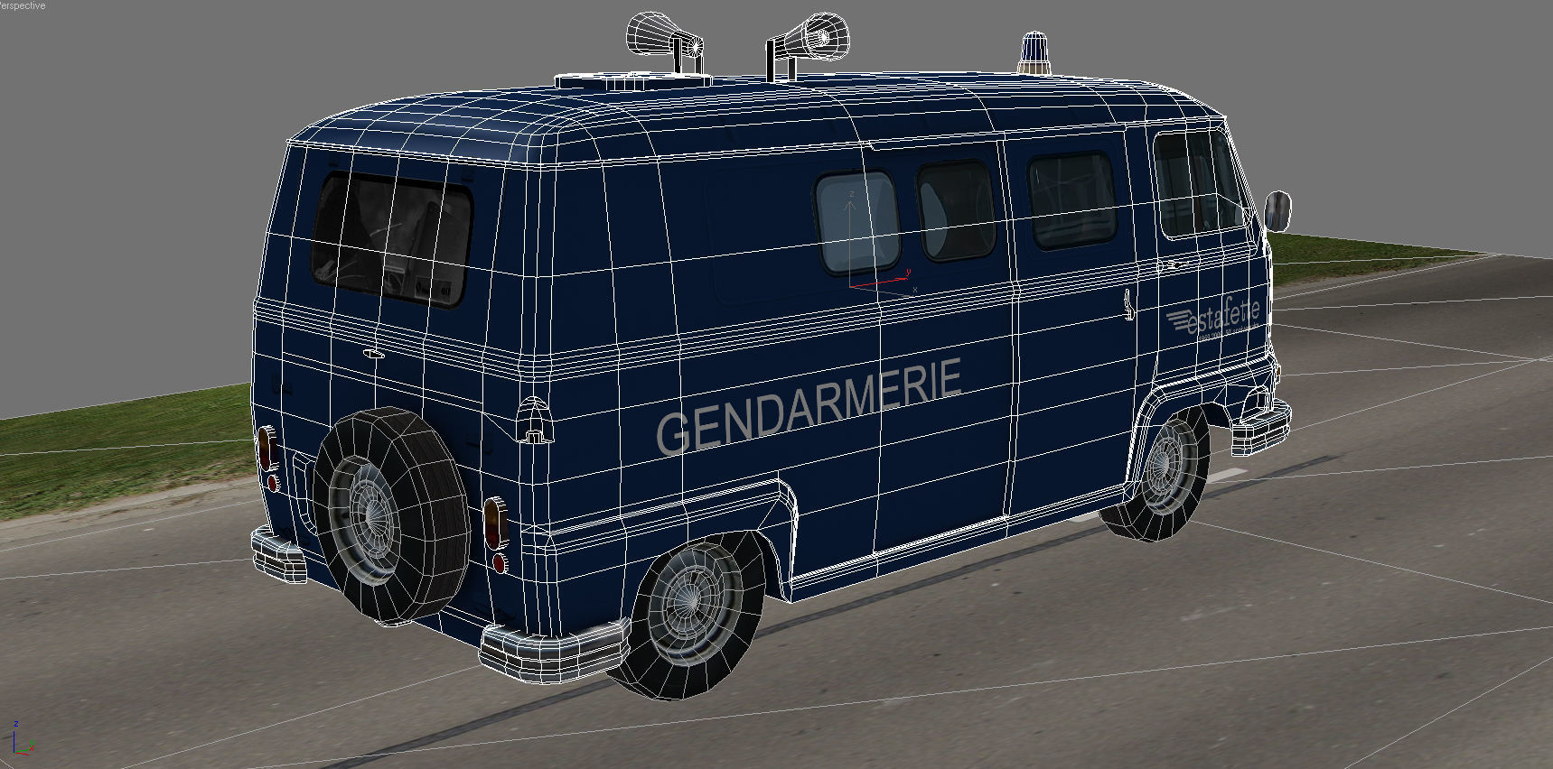 Renault Estafette Gendarmerie Low-poly 3D model_6