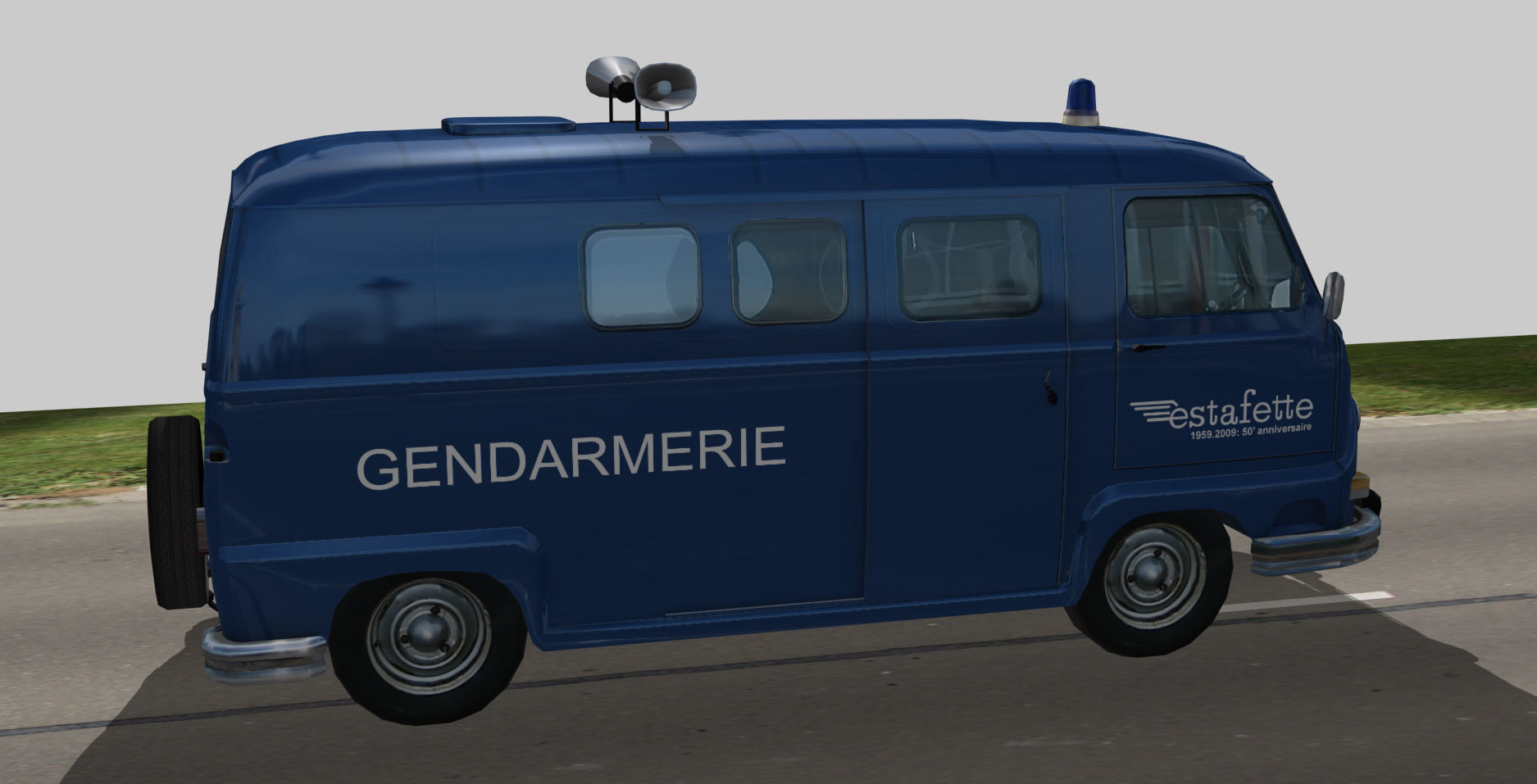 Renault Estafette Gendarmerie Low-poly 3D model_3