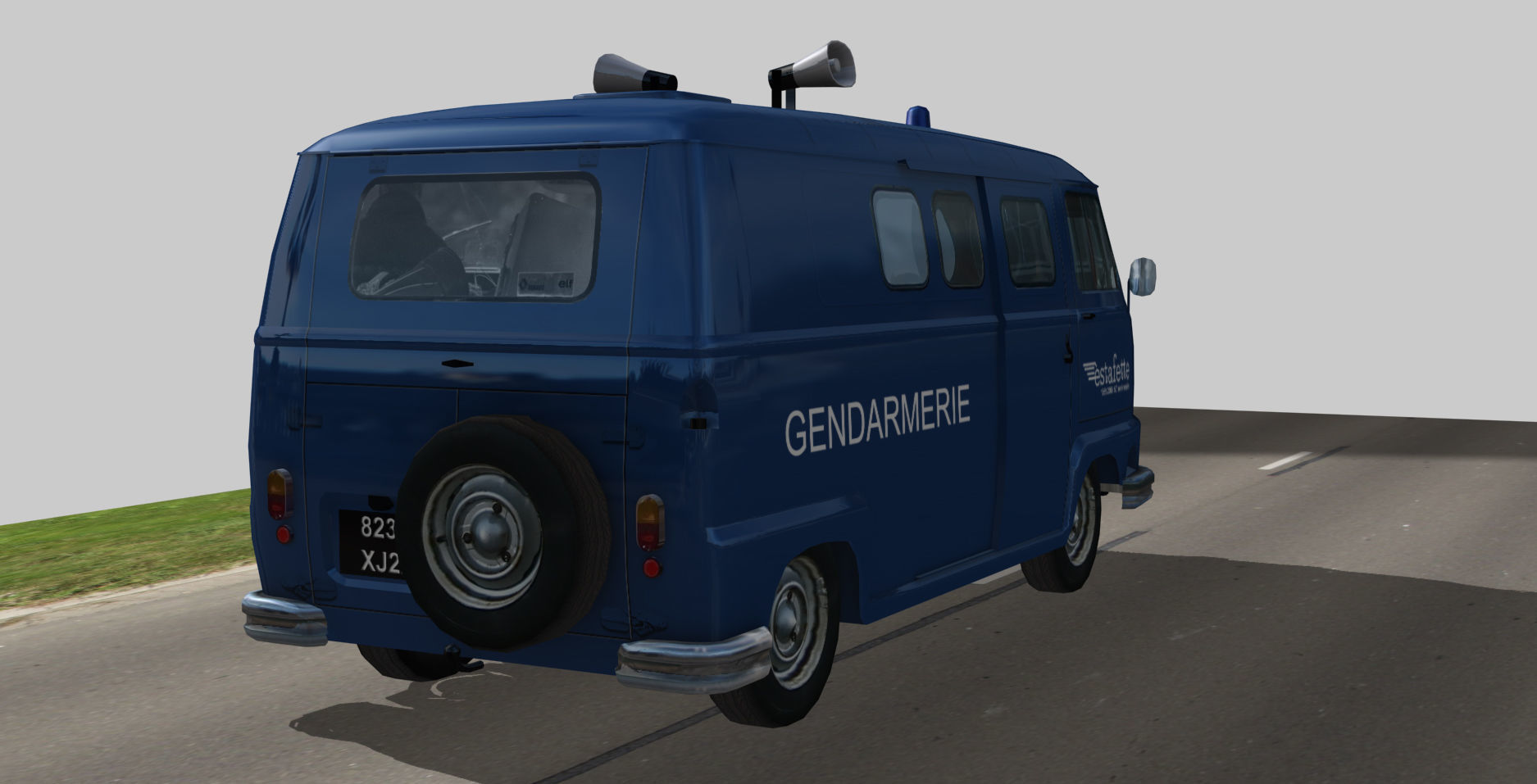 Renault Estafette Gendarmerie Low-poly 3D model_4