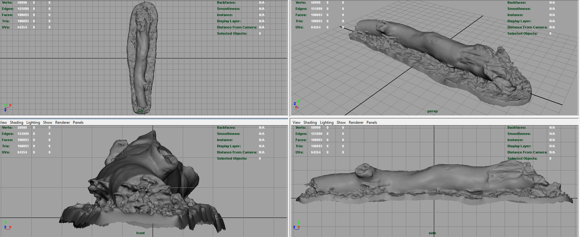 Dead trunk Low-poly 3D model_7