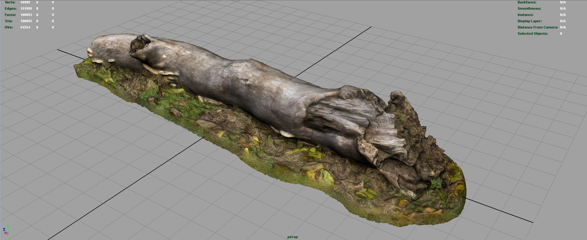 Dead trunk Low-poly 3D model_4