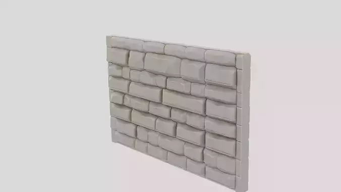 Fantasy Stone City Wall Segment for 3D print Low-poly 3D model